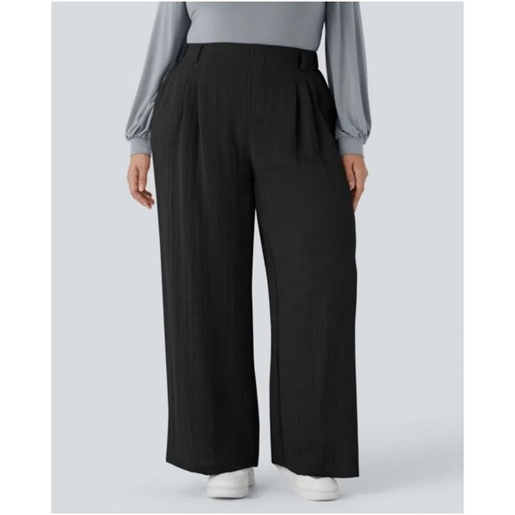 Black Wide-Leg Plus Size Pants - Picture 1 of 3